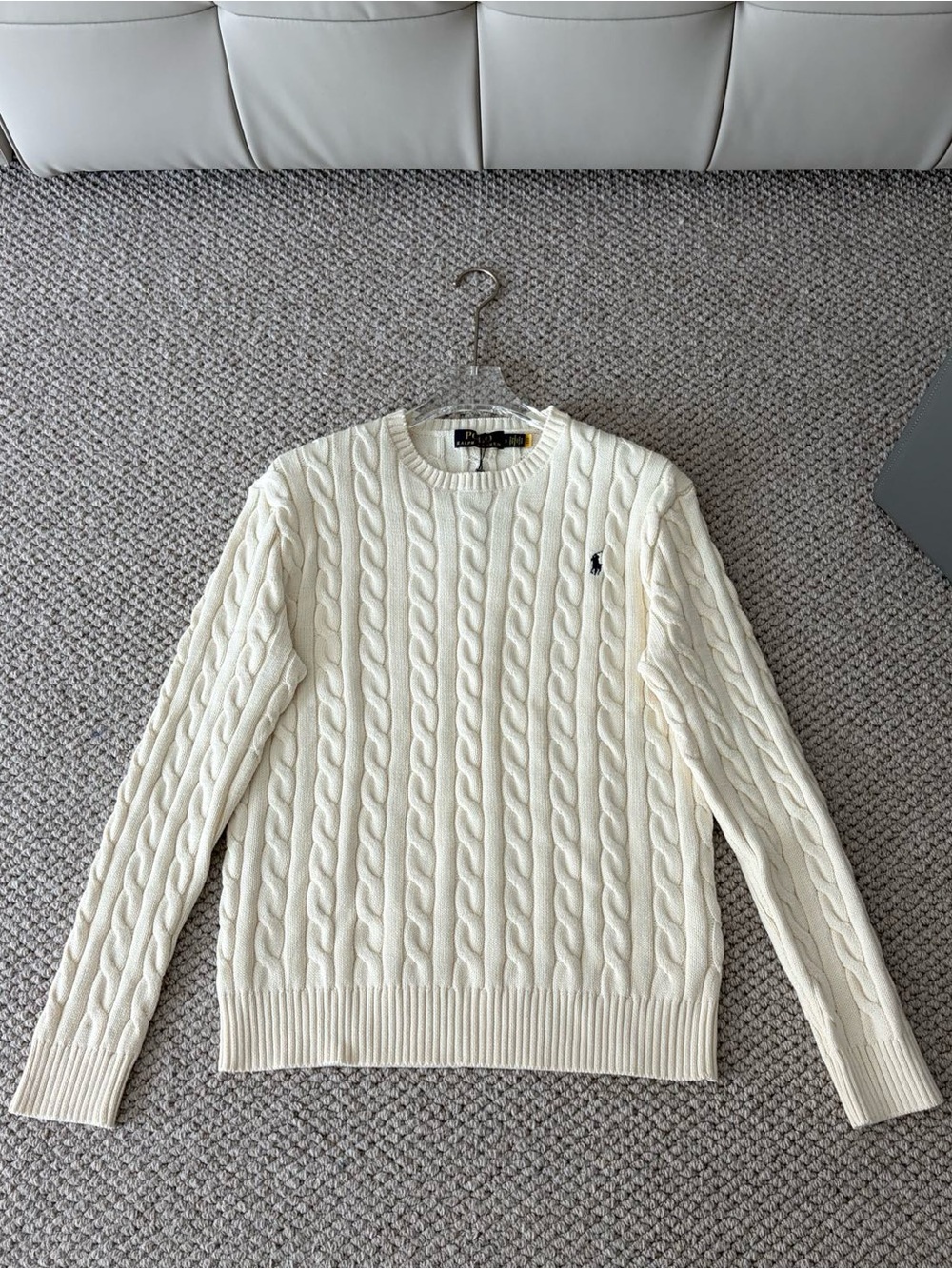 Ralph Lauren Men’s Cream Cable-Knit Crew Sweater